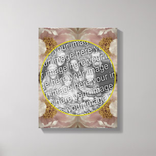 ピンクの牡丹の花枠自分の写真を作成 キャンバスプリント