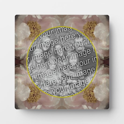 ピンクの牡丹の花自分の写真を追加 フォトプラーク (正面)