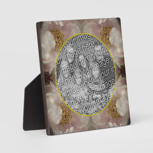 ピンクの牡丹の花自分の写真を追加 フォトプラーク (正面)