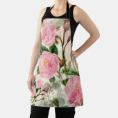 ピンクの牡丹の花葉、花と芽のパターン エプロン (インサイチュ)