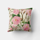 ピンクの牡丹の花葉、花と芽のパターン クッション (裏面)