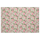 ピンクの牡丹の花葉、花と芽のパターン ファブリック (ファットクウォーター)