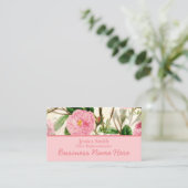 ピンクの牡丹の花葉、花と芽のパターン 名刺 (スタンド正面)