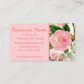 ピンクの牡丹の花葉、花と芽のパターン 名刺 (裏面)