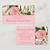 ピンクの牡丹の花葉、花と芽のパターン 名刺 (正面/裏面)