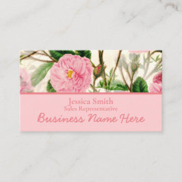 ピンクの牡丹の花葉、花と芽のパターン 名刺