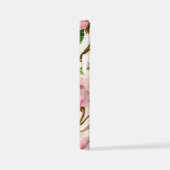 ピンクの牡丹の花葉、花と芽のパターン iPhoneケース (右側面)