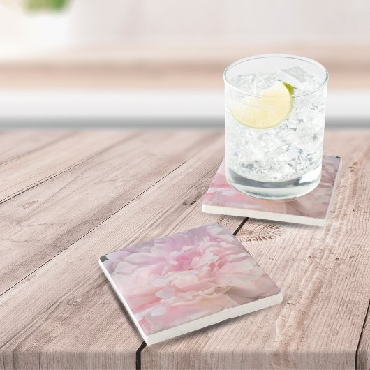 ピンクの牡丹の花 ストーンコースター