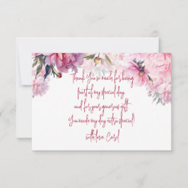 ピンクの牡丹の誕生日パーティーの水色 サンキューカード