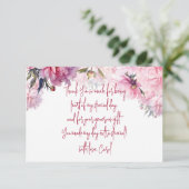 ピンクの牡丹の誕生日パーティーの水色 サンキューカード (スタンド正面)