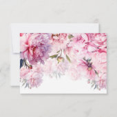 ピンクの牡丹の誕生日パーティーの水色 サンキューカード (裏面)