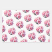 ピンクの牡丹の誕生日パーティーの水色 ラッピングペーパーシート (正面2)