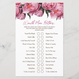 ピンクの牡丹の赤ちゃんシャワーのゲームは母親にむしろ…