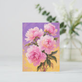 ピンクの牡丹はがき ポストカード (スタンド正面)