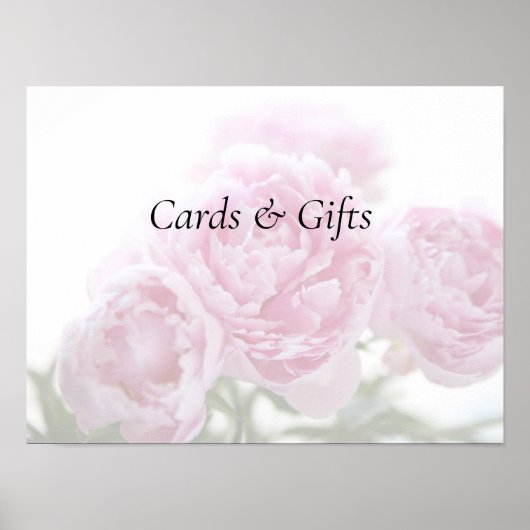 ピンクの牡丹はカードとギフトのサインをフェード ポスター (正面)