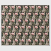 ピンクの牡丹を持つバニー ラッピングペーパー (フラット)