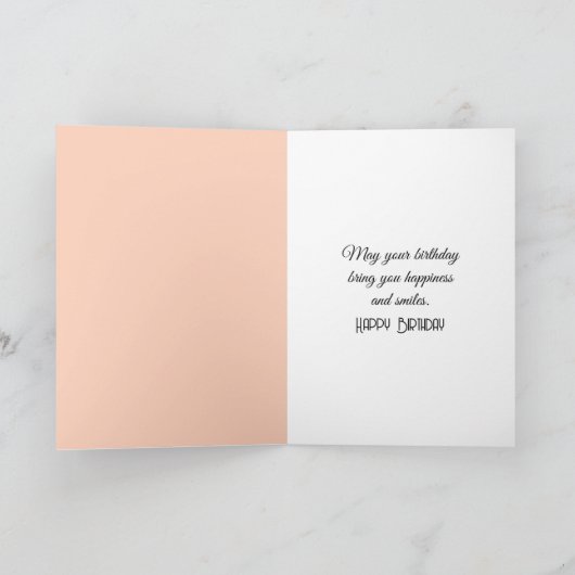 ピンクの牡丹を持つ毛皮のコートの誕生日バニー カード (内部)