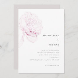 ピンクの牡丹エレガントフローラス結婚ケッチ 招待状