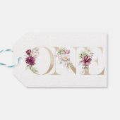 ピンクの牡丹オンダーフル誕生日パーティーの水色 ギフトタグ (裏面横)