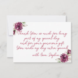 ピンクの牡丹オンダーフル誕生日パーティーの水色 サンキューカード