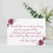 ピンクの牡丹オンダーフル誕生日パーティーの水色 サンキューカード (スタンド正面)