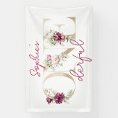 ピンクの牡丹オンダーフル誕生日パーティーの水色 横断幕 (縦)