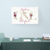 ピンクの牡丹オンダーフル誕生日パーティーの水色 横断幕 (トレードショー)