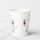 ピンクの牡丹オンダーフル誕生日パーティーの水色 紙コップ (右)