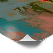 ピンクの牡丹オンブルー絵を描 ポスター (コーナー)