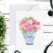 ピンクの牡丹チノワジェリーの花瓶 ノートカード