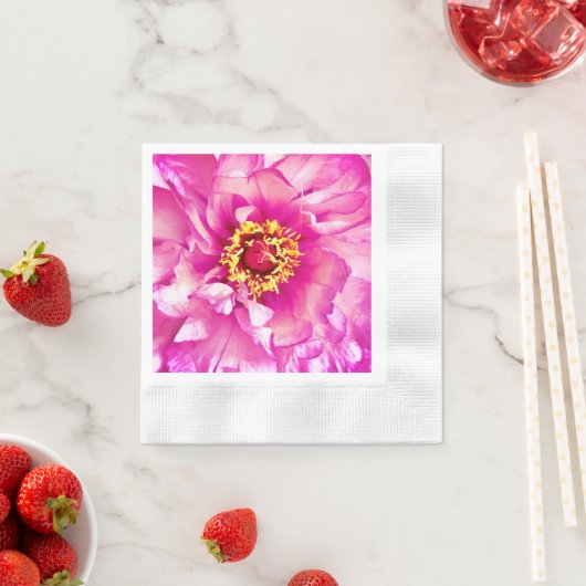 ピンクの牡丹ナプキンス、コーニングカクテル 縁ありカクテルナプキン (インサイチュ)