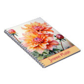 ピンクの牡丹パーソナライズされたお洒落フローラ ノートブック (右側)