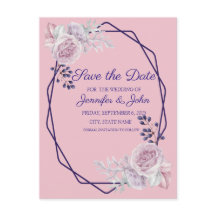 ピンクの牡丹パープルジオメトリフレーム日付を保存