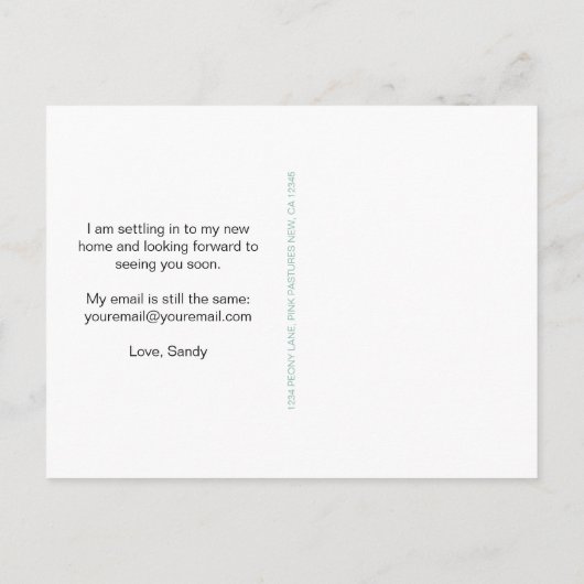 ピンクの牡丹フローラの新住所 案内ポストカード (裏面)