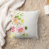 ピンクの牡丹フローラ水色 クッション (ブランケット)