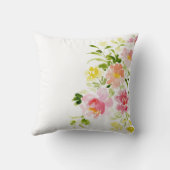 ピンクの牡丹フローラ水色 クッション (裏面)