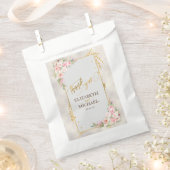 ピンクの牡丹フローラ金ゴールドスクリプト&フレーム結婚ズ フェイバーバッグ (クリップ留めされた状態)