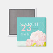 ピンクの牡丹ラグーンウェディングデートを保存 マグネット (正面/裏面)