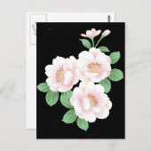 ピンクの牡丹日本のフローラ着物 ポストカード (正面/裏面)