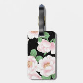 ピンクの牡丹日本のフローラ着物 ラゲッジタグ (裏面縦)