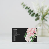 ピンクの牡丹日本のフローラ着物 名刺 (スタンド正面)