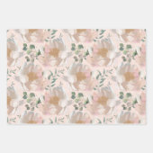 ピンクの牡丹結婚のギフトラップ ラッピングペーパーシート (正面)