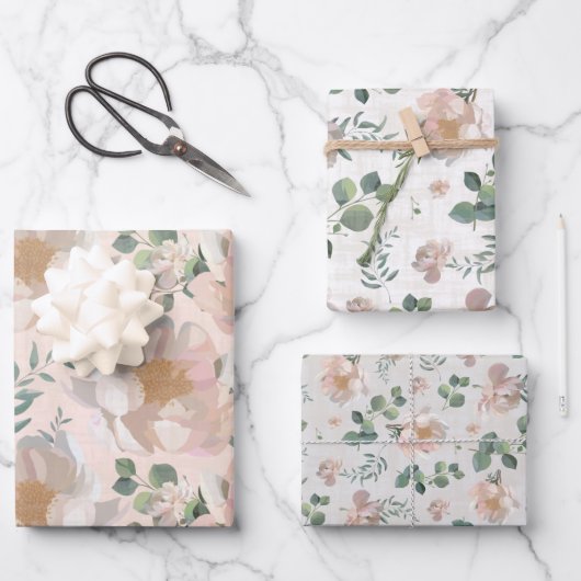 ピンクの牡丹結婚のギフトラップ ラッピングペーパーシート (正面)