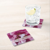 ピンクの牡丹結婚の花 スクエアペーパーコースター (インサイチュ)