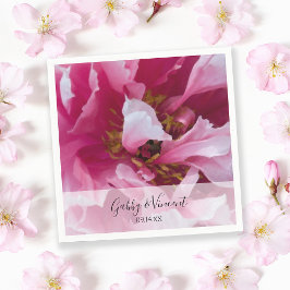 ピンクの牡丹結婚の花 スタンダードカクテルナプキン