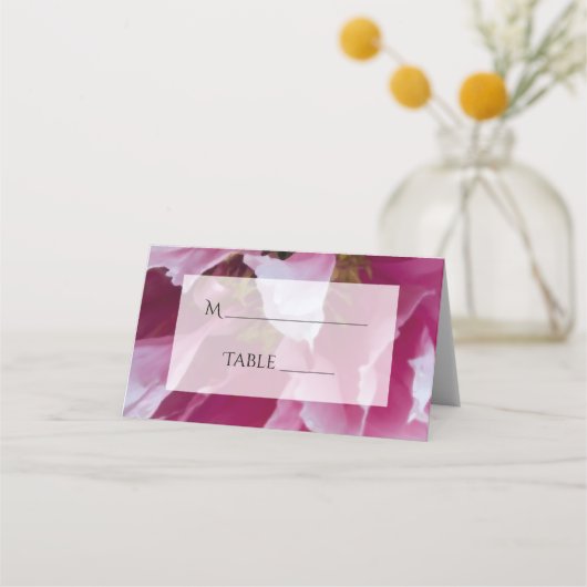 ピンクの牡丹結婚の花 プレイスカード (正面)