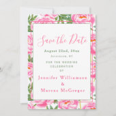 ピンクの牡丹結婚ズ – 日付カードを保存 セーブザデート (正面)