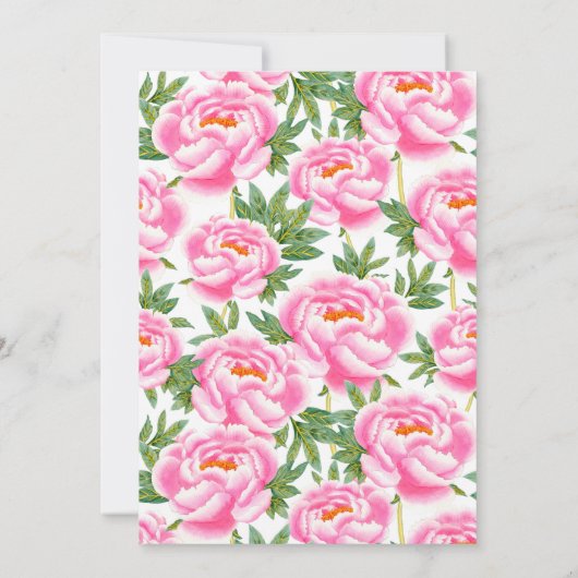 ピンクの牡丹結婚ズ – 日付カードを保存 セーブザデート (裏面)