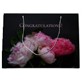 ピンクの牡丹4枚 ラージペーパーバッグ (正面)