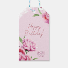 ピンクの牡丹 ギフトタグ